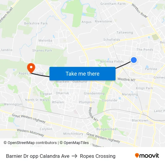 Barnier Dr opp Calandra Ave to Ropes Crossing map