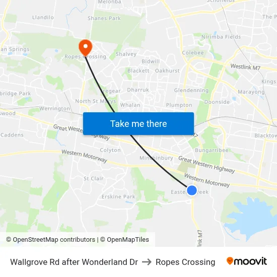 Wallgrove Rd after Wonderland Dr to Ropes Crossing map