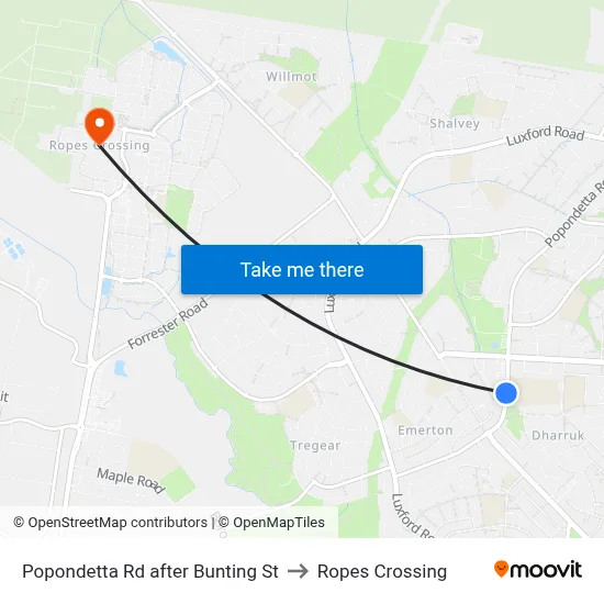 Popondetta Rd after Bunting St to Ropes Crossing map