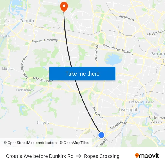 Croatia Ave before Dunkirk Rd to Ropes Crossing map