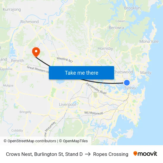 Crows Nest, Burlington St, Stand D to Ropes Crossing map