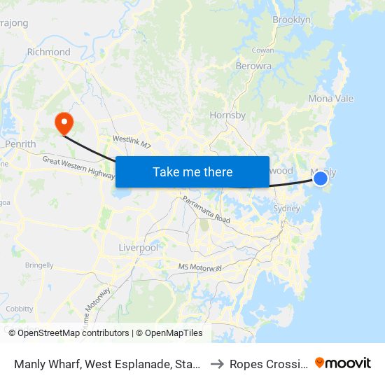 Manly Wharf, West Esplanade, Stand A to Ropes Crossing map