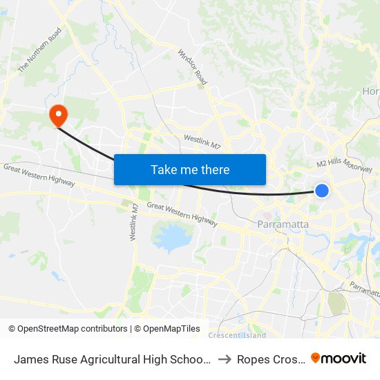 James Ruse Agricultural High School, Baker St to Ropes Crossing map