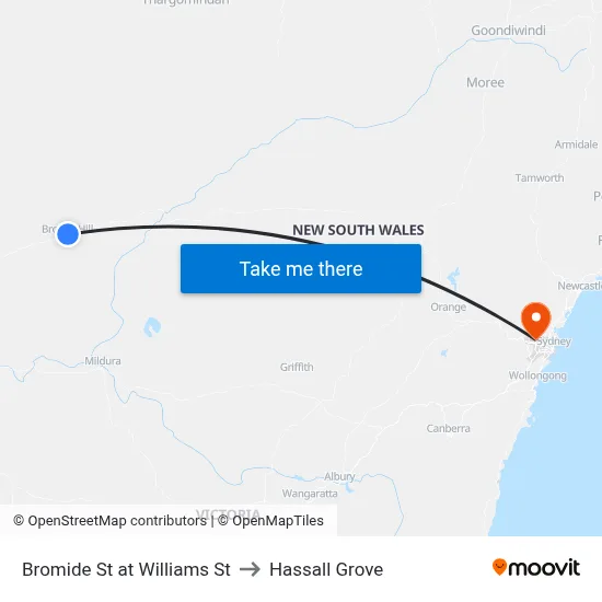 Bromide St at Williams St to Hassall Grove map