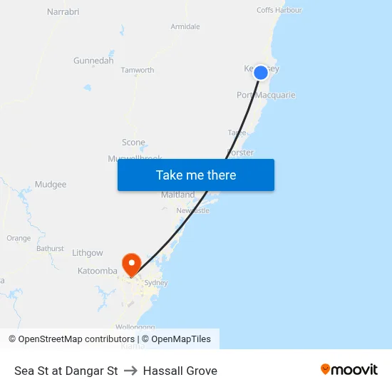 Sea St at Dangar St to Hassall Grove map