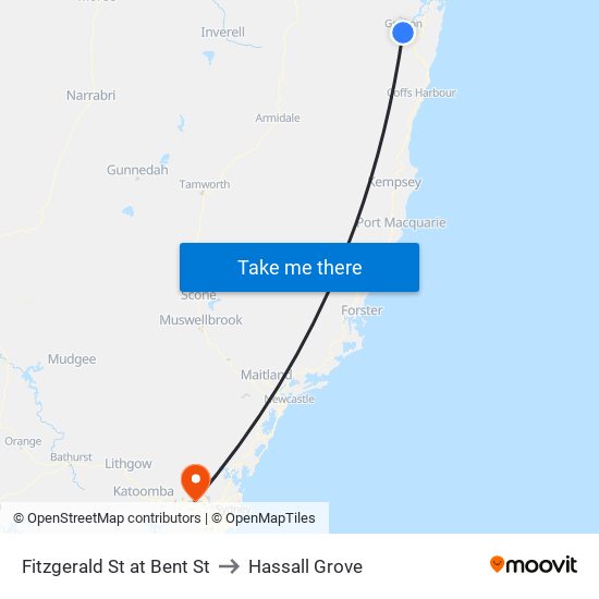 Fitzgerald St at Bent St to Hassall Grove map