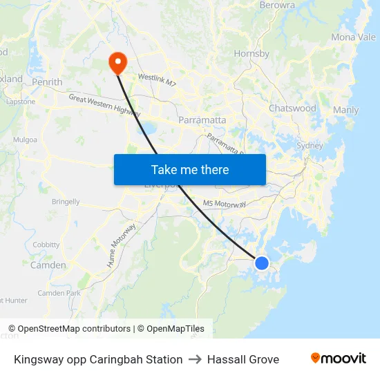 Kingsway opp Caringbah Station to Hassall Grove map