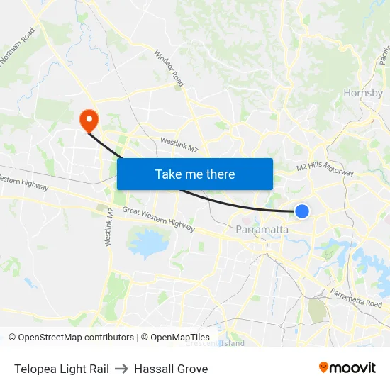 Telopea Light Rail to Hassall Grove map
