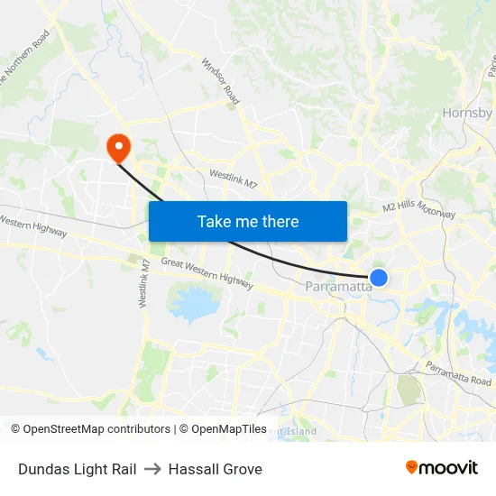 Dundas Light Rail to Hassall Grove map