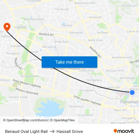 Benaud Oval Light Rail to Hassall Grove map