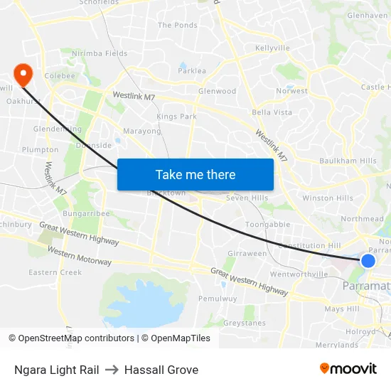 Ngara Light Rail to Hassall Grove map