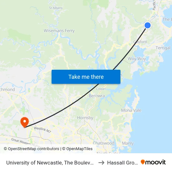 University of Newcastle, The Boulevarde to Hassall Grove map