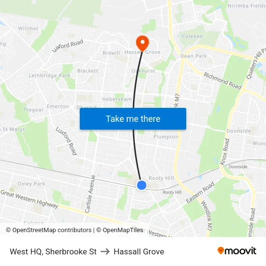 West HQ, Sherbrooke St to Hassall Grove map