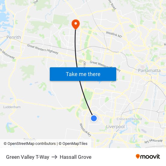 Green Valley T-Way to Hassall Grove map