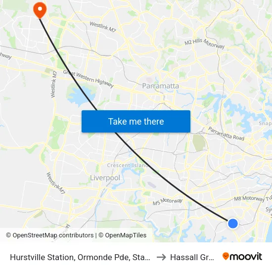 Hurstville Station, Ormonde Pde, Stand H to Hassall Grove map