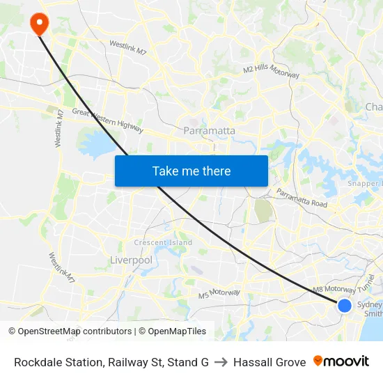 Rockdale Station, Railway St, Stand G to Hassall Grove map