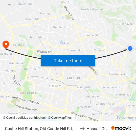 Castle Hill Station, Old Castle Hill Rd, Stand E to Hassall Grove map