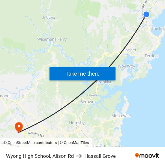 Wyong High School, Alison Rd to Hassall Grove map