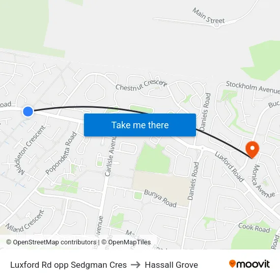 Luxford Rd opp Sedgman Cres to Hassall Grove map