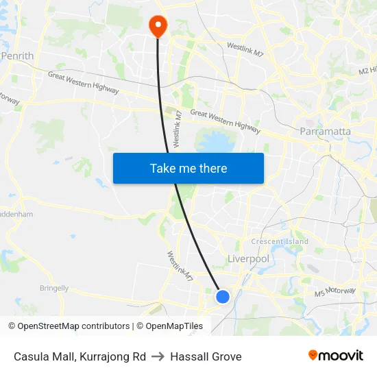 Casula Mall, Kurrajong Rd to Hassall Grove map