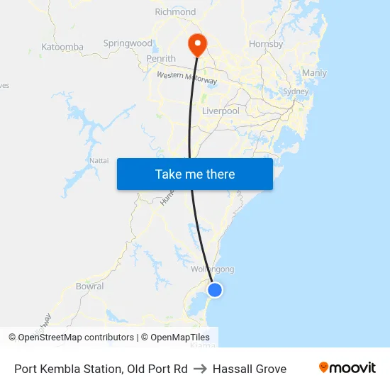 Port Kembla Station, Old Port Rd to Hassall Grove map