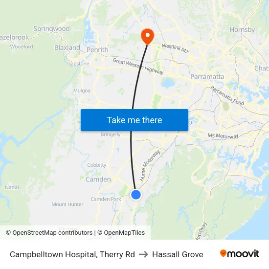 Campbelltown Hospital, Therry Rd to Hassall Grove map