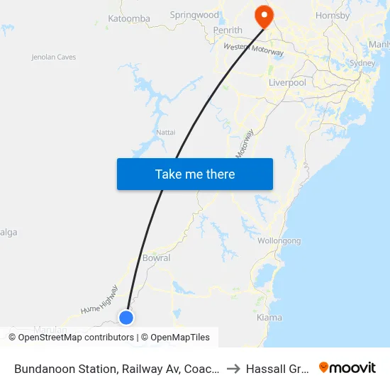 Bundanoon Station, Railway Av, Coach Bay to Hassall Grove map