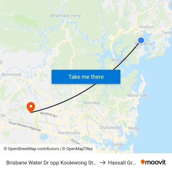 Brisbane Water Dr opp Koolewong Station to Hassall Grove map