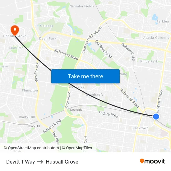 Devitt T-Way to Hassall Grove map