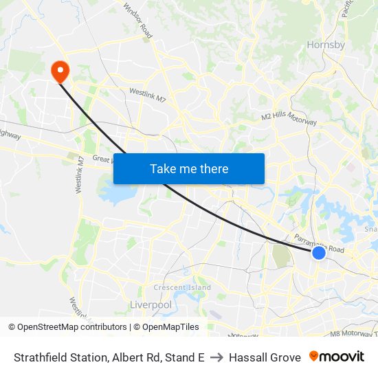 Strathfield Station, Albert Rd, Stand E to Hassall Grove map
