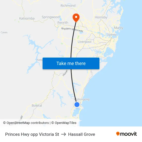 Princes Hwy opp Victoria St to Hassall Grove map