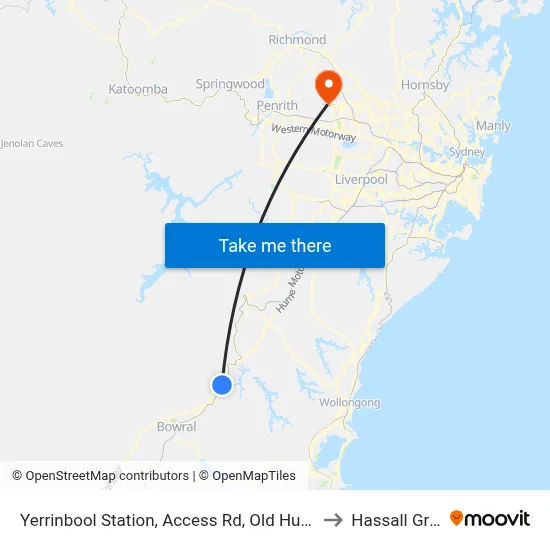 Yerrinbool Station, Access Rd, Old Hume Hwy to Hassall Grove map