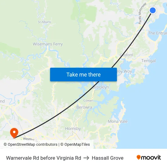 Warnervale Rd before Virginia Rd to Hassall Grove map
