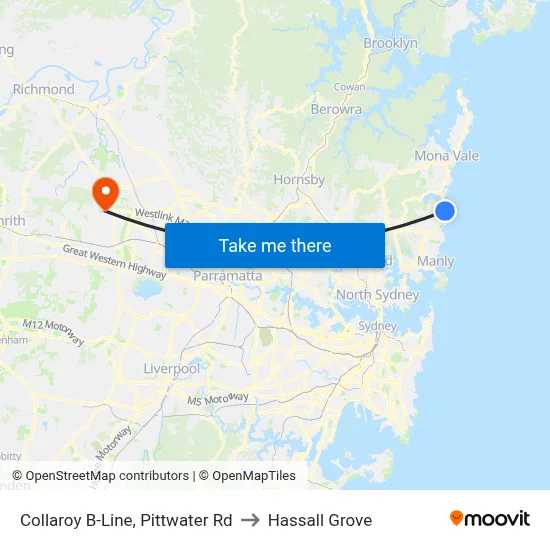 Collaroy B-Line, Pittwater Rd to Hassall Grove map