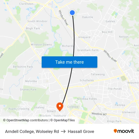 Arndell College, Wolseley Rd to Hassall Grove map
