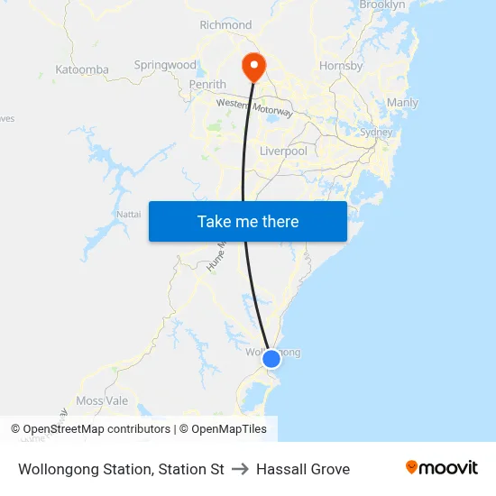 Wollongong Station, Station St to Hassall Grove map