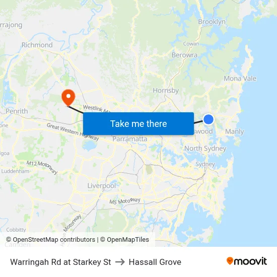 Warringah Rd at Starkey St to Hassall Grove map