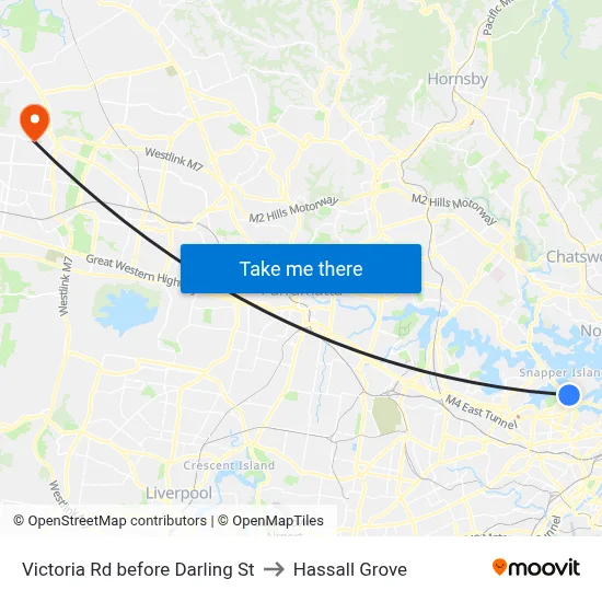 Victoria Rd before Darling St to Hassall Grove map