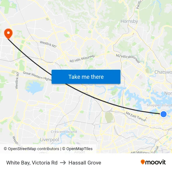 White Bay, Victoria Rd to Hassall Grove map