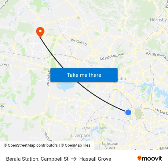 Berala Station, Campbell St to Hassall Grove map