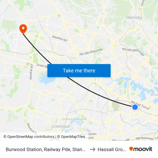 Burwood Station, Railway Pde, Stand C to Hassall Grove map