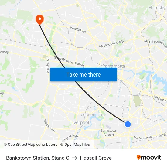 Bankstown Station, Stand C to Hassall Grove map