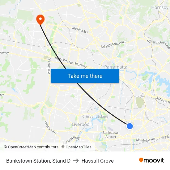 Bankstown Station, Stand D to Hassall Grove map
