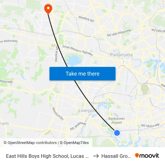 East Hills Boys High School, Lucas Rd to Hassall Grove map
