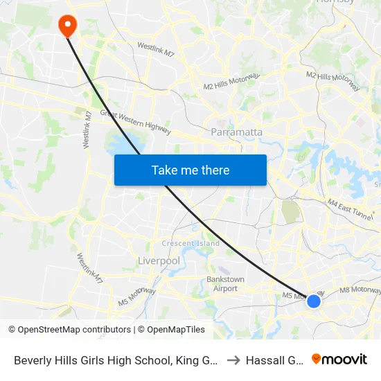 Beverly Hills Girls High School, King Georges Rd to Hassall Grove map
