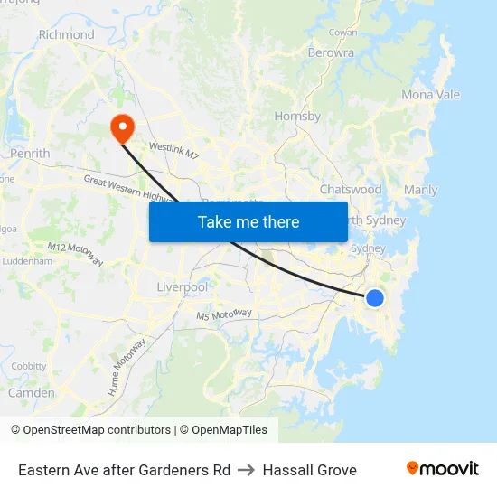 Eastern Ave after Gardeners Rd to Hassall Grove map