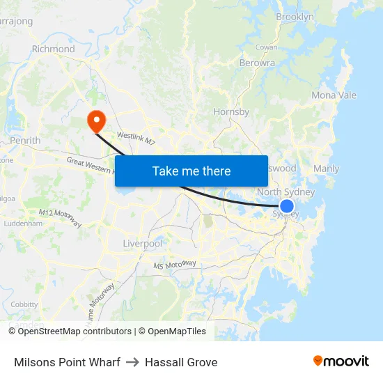 Milsons Point Wharf to Hassall Grove map