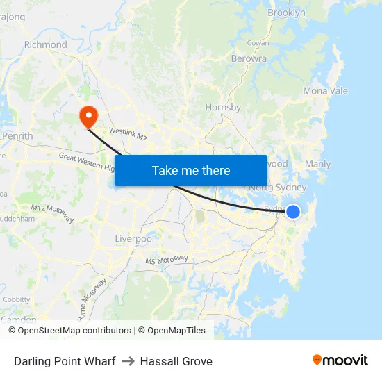 Darling Point Wharf to Hassall Grove map