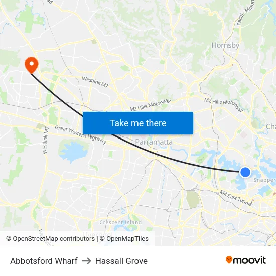 Abbotsford Wharf to Hassall Grove map