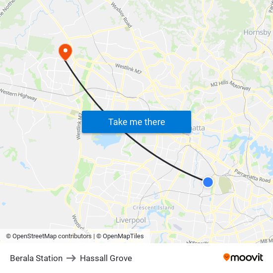 Berala Station to Hassall Grove map